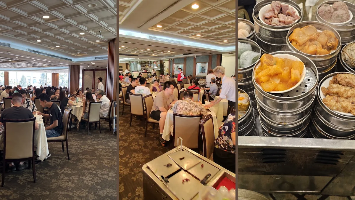 Seafood dishes served in a casual dining room.