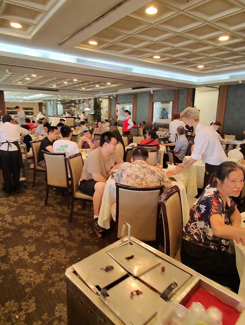 Seafood dishes served in a casual dining room.